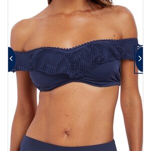 Fantasie Marseille Bardot Twilight Bikini US 36DDD w/ mid-rise bikini brief (XL)